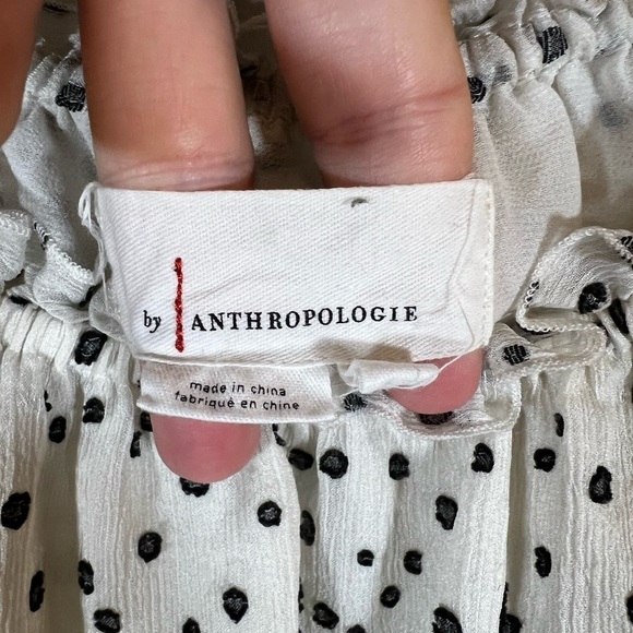 Anthropologie | Lucia Smocked | Off The Shoulder | Blouse | Black/White |‎ Small - Picture 6 of 9